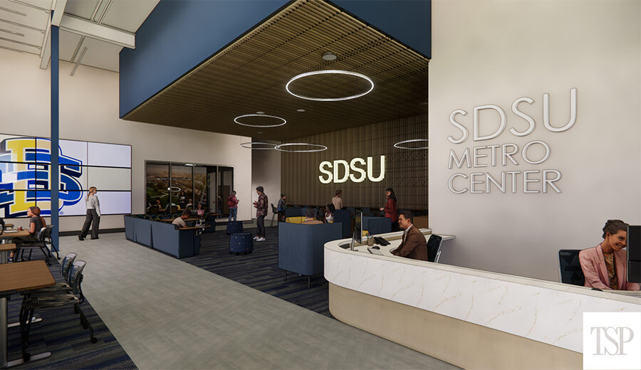 A rendering of the lobby of the SDSU Metro Center in Sioux Falls.