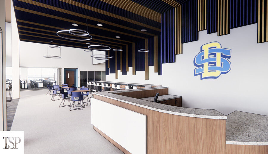 A rendering of the lobby of the SDSU Metro Center